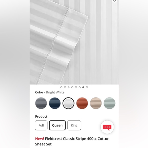 Fieldcrest White Stripe 400tc Queen Sheets - Picture 6 of 7